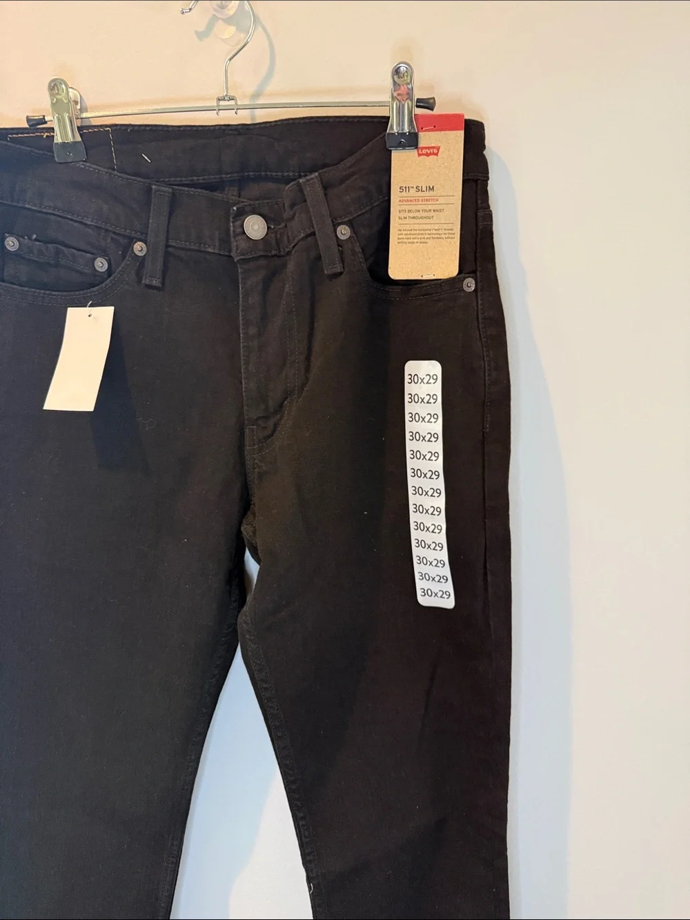Levi's Men's Black Slim Straight Jeans - Timeless Fit 511 30x29